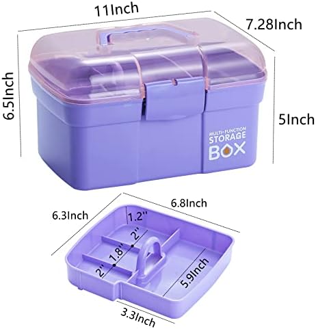 Kinsorcai 11'' Plastic Box Organizer with Removable Tray, Sewing Box