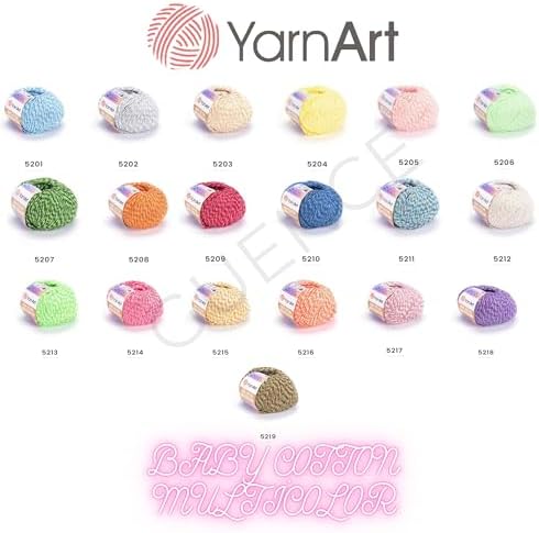 YarnArt Baby Cotton Multicolor Yarn – 50% Cotton 50% Acrylic – 50g