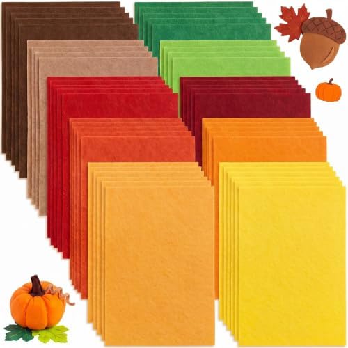 Peryiter 150 Pcs Fall Color Felt Fabric Sheets Bulk for Crafts