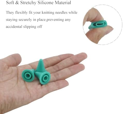 8pcs Green Large Silicone Knitting Needle Stoppers, SATONBEYI