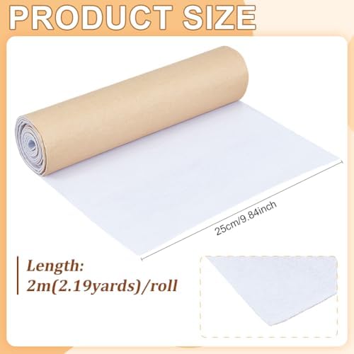 BENECREAT 78.7x9.8 Inch Soft Cotton Interlining, White Self-Adhesive