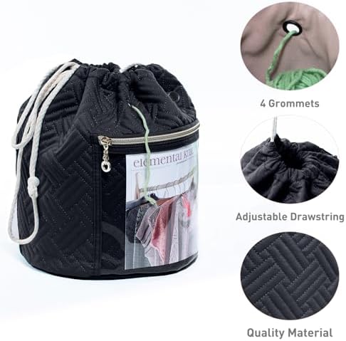 MYBAGZING Yarn Bag, Small Crochet Bag Organizer, Drawstring Yarn