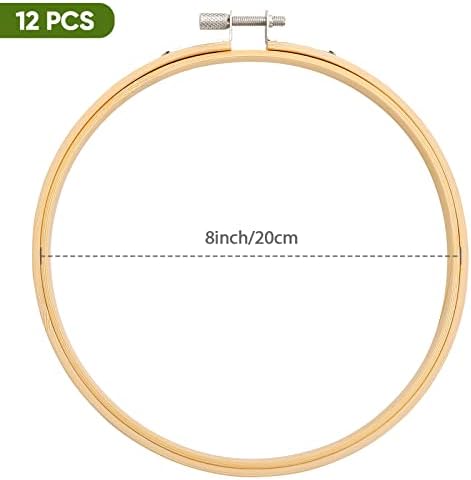 Pllieay 12 Pieces 8 Inch Round Embroidery Hoops