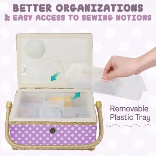 Sewing Basket with Accessories Sewing Kit Storage Organizer with Tools
