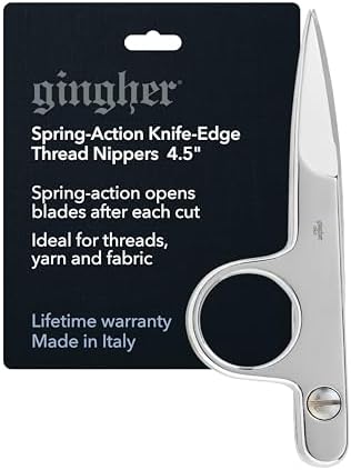 Gingher 4.5" Spring-Action Knife-Edge Thread Snips, Fabric Scissors