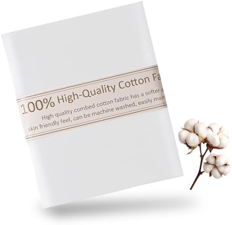 Muslin White Cotton Fabric for Sewing 59 Inch Wide Natural 100% Cotton