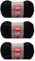 Red Heart Soft Yarn for Crocheting and Knitting, Black, 3-Pack