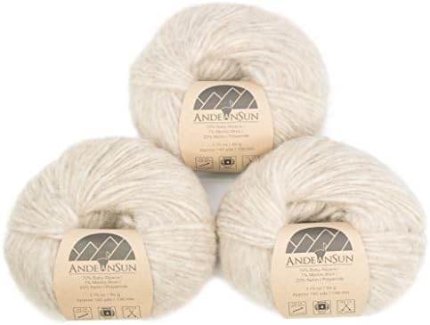 (Set of 3) Baby Alpaca Merino Wool Yarn [426 Yards Total] Oatmeal, #4
