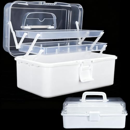 DUOFIRE 13in 3-Layer Craft Organizers Storage Sewing Box with Handle