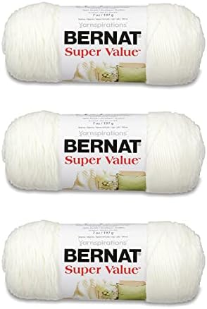 Bernat Super Value Yarn for Crocheting Soft, Winter White, 3-Pack