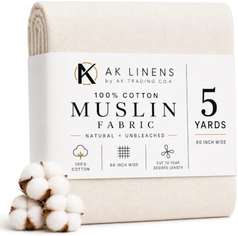 AK TRADING CO. 60" Wide Natural Muslin, 100% Cotton Fabric