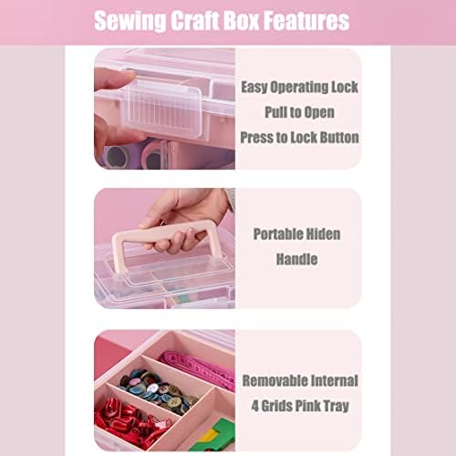 Clear Plastic Office Supply Art & Craft Storage Box, Sewing Box