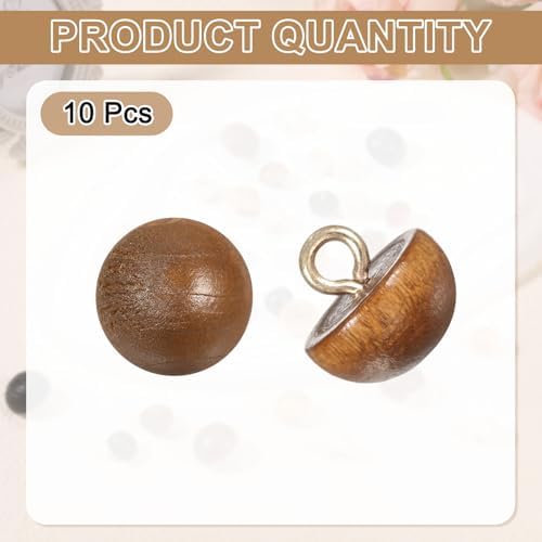 HARFINGTON 10pcs Wood Buttons 0.45" (11.5mm) Mushroom Type Domed Round