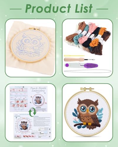 ERKOON Punch Needle Kit, Owl