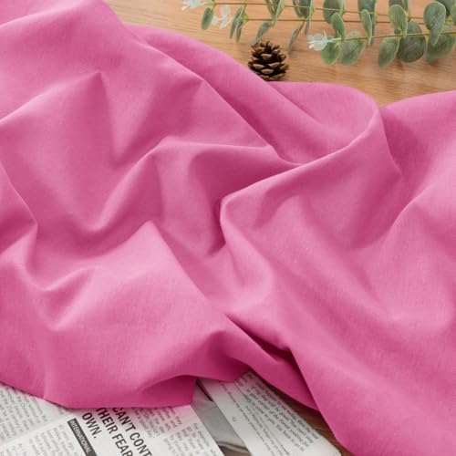 NSGZ Pink Linen Cotton Fabric 1 Yard 61" Wide, Linen Cotton Blend