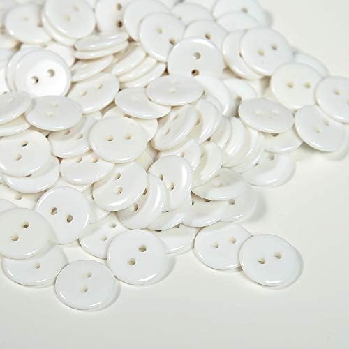 150Pcs 15mm White Two Hole Resin DIY Craft Sewing Buttons 5/8 Inch