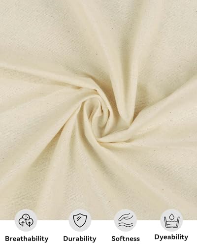 100% Cotton Muslin Fabric, 63" x 5 Yards, Unbleached