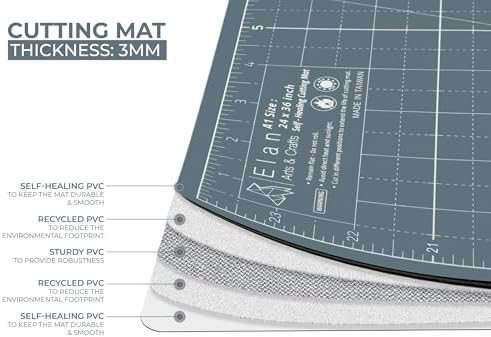 Elan Self Healing Cutting Mat 18x24 Inch, Gray Craft Board A2