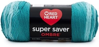 RED HEART E305.3985 Super Saver Ombre Yarn, DEEP Teal