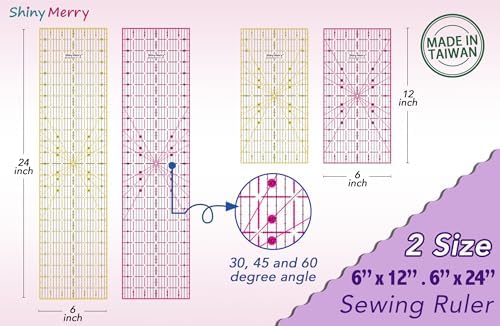 Quilting Ruler 6"x24",Non-Slip Clear Acrylic Sewing Ruler with