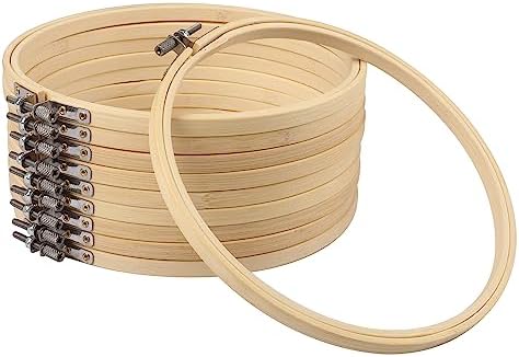 18 PCS Bamboo Embroidery Hoops Set, 8 Inch Adjustable Cross Stitch