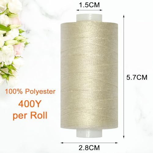 All-Purpose Polyester Sewing Thread, 2 Spools, Light Beige