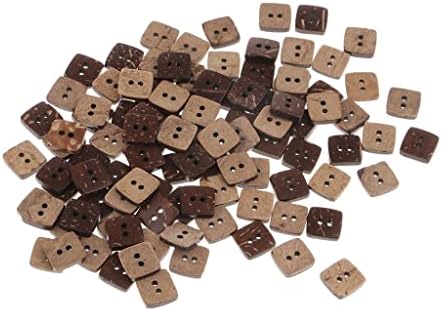 100pcs 12mm Wooden Coconut Shell Buttons 2 Holes Square Shape for
