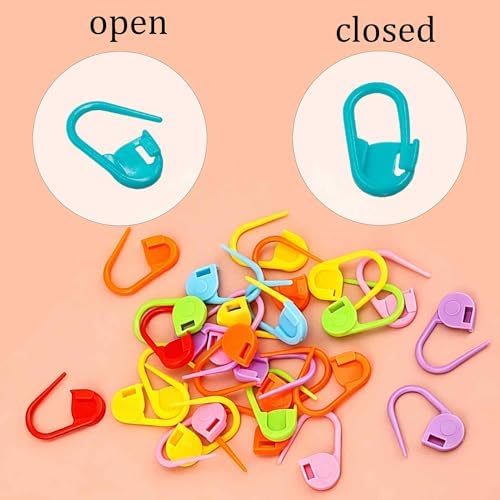 Anphly 200PCS Sky Blue Crochet Stitch Markers, Plastic Locking Needle