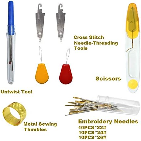 Embroidery Floss Thread Kit 100% Cotton Floss Bobbins and Cross Stitch