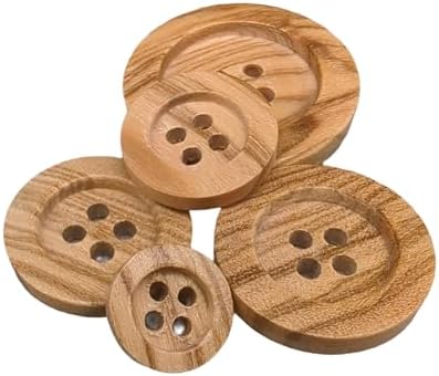 BOTIBOTON - 50 Wooden Buttons - 4 Holes - Available in 5 Sizes