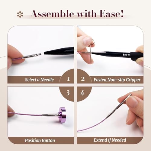 Yarniss 15 Pairs Interchangeable Circular Knitting Needles, Case