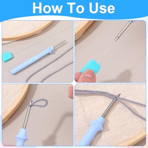 20 Pcs Punch Needle Threaders 7.87 Inch Long Threader for Embroidery