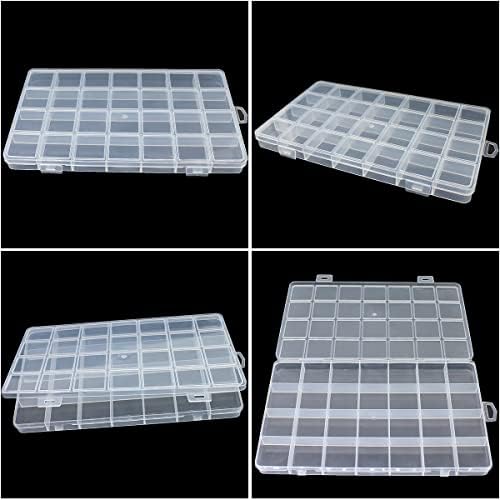 4Pack 28-Grid Clear Storage Boxes with Fixed Dividers for Beads