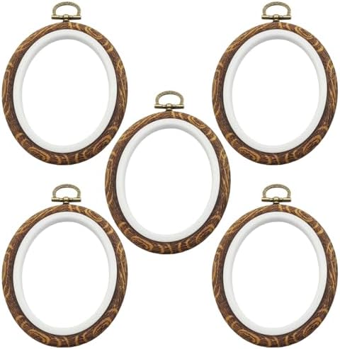 Bonsicoky Oval Embroidery Hoops, 5 Inch, 5 Pack