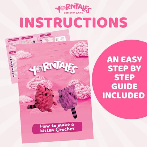 YarnTales DIY Pink Kitten Crochet Kit - Beginner Craft Kit with All