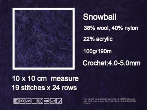 SHIKE Snowball 38% Wool Blend Yarn-4x100g Balls Soft Plush Yarn for