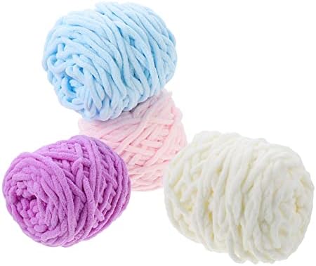 Handmade Knitting Yarn for Crochet Projects, 4 Rolls Cotton Xmas