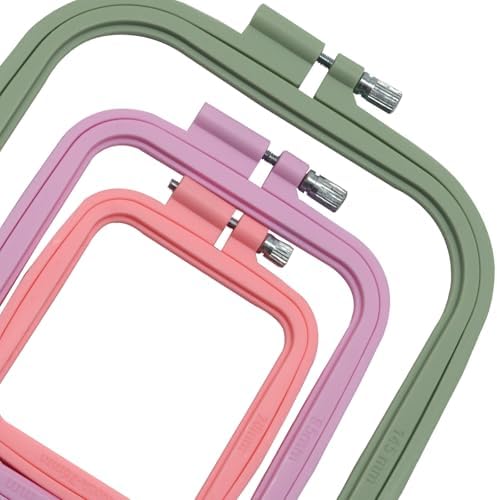 Bonsicoky Square Embroidery Hoop Set, Multicolor, 3 Piece, 3 Sizes