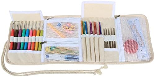 Teamoy Crochet Hook Case Organizer, Crochet Hook Roll Bag, Plum