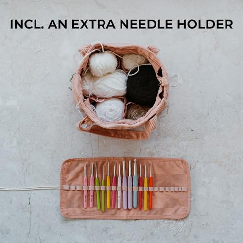 KIBAGA Corduroy Yarn Bag for Crochet Projects