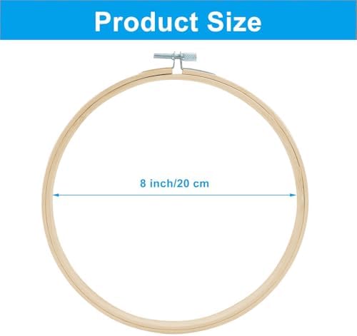 Dijedev 8 Inch Embroidery Hoops, 6PCS, Bamboo Circle Cross Stitch