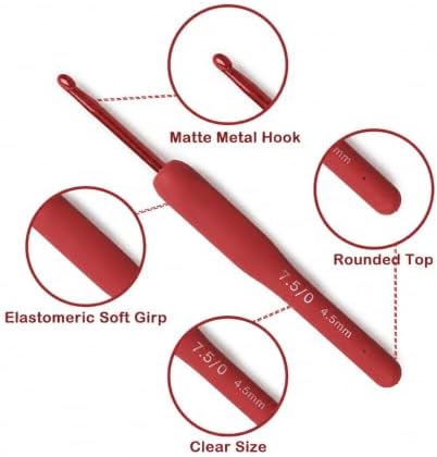 YUYUDEHM Crochet Hook Set, 9 Pieces, 2.0-6.0mm