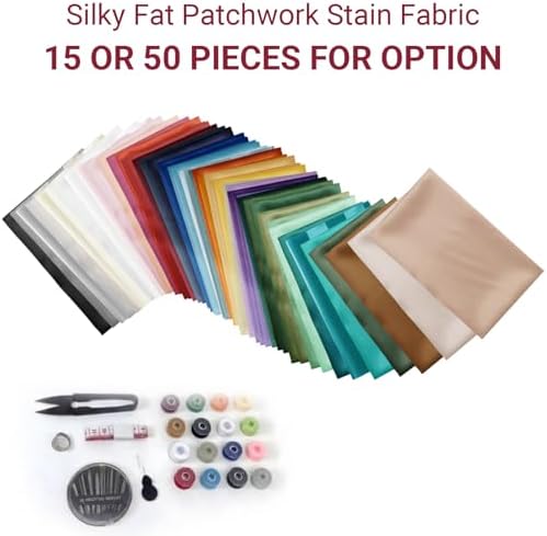 Q&J Fabric Co. 50Pcs 10" x 8" Satin Fabric Fat Quarter Pre-Cut Quilt