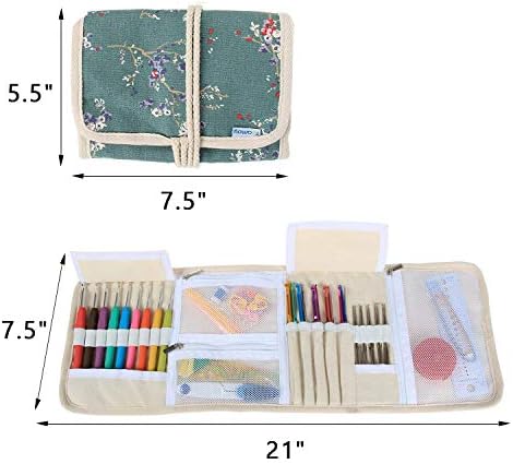 Teamoy Crochet Hook Case Organizer, Crochet Hook Roll Bag, Plum