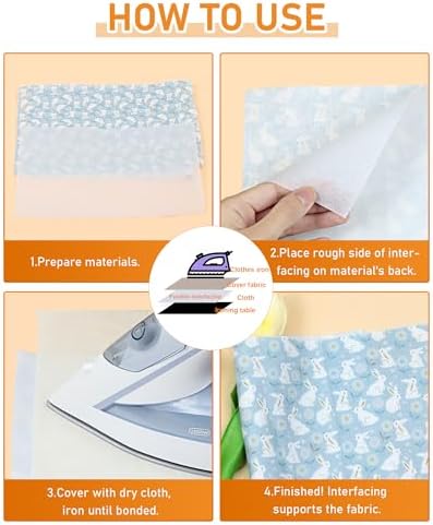 PLANTIONAL Light Weight White Iron-On Non-Woven Fusible Interfacing
