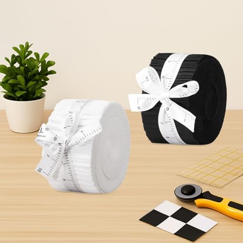 White Jelly Roll Fabric, 40 Precut Strips 2.5" x 44", 100% Cotton