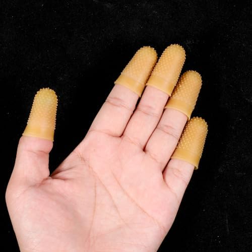 24 PCS 4 Sizes Rubber Fingers Thimbles for Tips Protection, Small