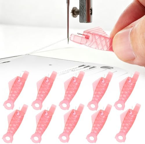 Bepisof 10 Pack Mini Pink Fish Type Needle Threader