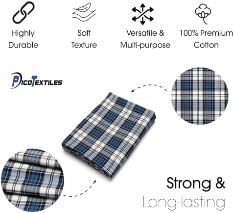 Pico Textiles 1 Yard Bolt Blue & White Tartan Plaid Flannel Fabric