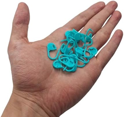 Anphly 200PCS Sky Blue Crochet Stitch Markers, Plastic Locking Needle
